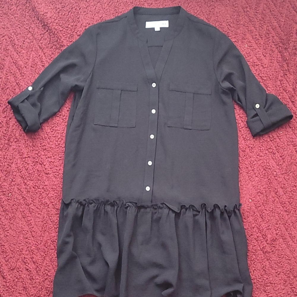 Emma & Michele Black Shirt Dress